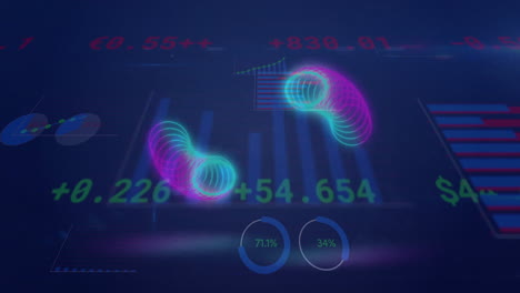 Animation-Von-Statistiken-Und-Datenverarbeitung-Auf-Dunklem-Hintergrund