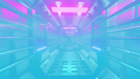 Animation-of-digital-tunnel-on-blue-background