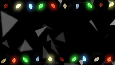 Animation-of-falling-triangles-over-christmas-fairy-lights-decorations