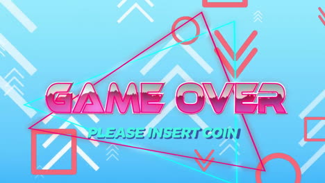 Animation-of-game-over-text-and-shapes-on-blue-background