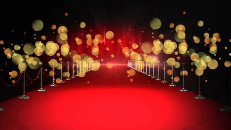 Animation-of-yellow-spots-and-red-carpet-on-black-background