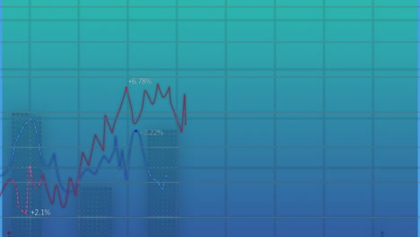 Animation-Der-Finanzdatenverarbeitung-Und--statistik-Auf-Blauem-Hintergrund