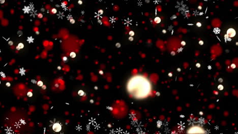 Animation-of-snow-falling-over-black-background-with-copy-space
