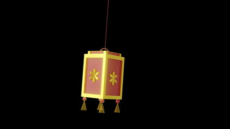 Animation-Einer-Chinesischen-Roten-Und-Goldenen-Lampe,-Die-Mit-Kopierraum-Auf-Schwarzem-Hintergrund-Hängt