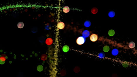 Animation-Von-Leuchtenden-Weihnachtslichtern-Mit-Lichtpunkten-Auf-Schwarzem-Hintergrund