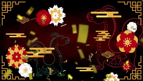 Animation-of-dragons-and-chinese-pattern