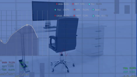 Animation-Der-Verarbeitung-Finanzieller-Daten-über-Einem-Büro-Mit-Computer-Auf-Dem-Schreibtisch
