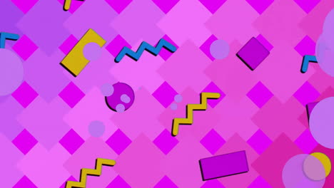 Animation-of-colourful-shapes-on-purple-background