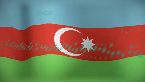 Animation-Von-Grafiken-Und-Verarbeitungsdaten-über-Der-Flagge-Von-Aserbaidschan