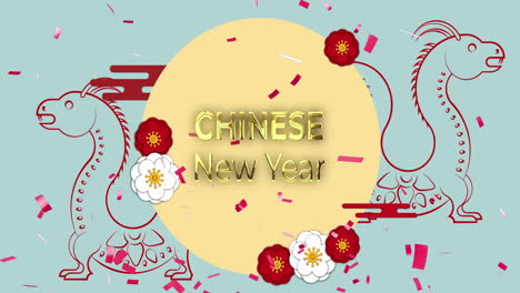 Animation-Des-Chinesischen-Neujahrstextes-über-Drachen-Und-Chinesischem-Muster-Auf-Grünem-Hintergrund