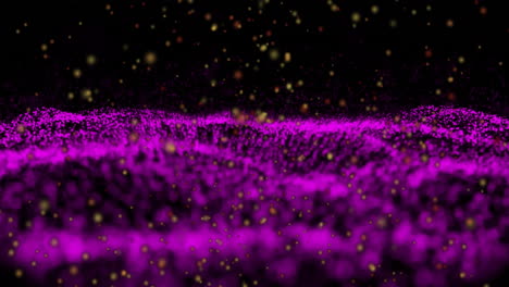 Animation-Von-Gelben-Und-Violetten-Lichtpunkten-Auf-Schwarzem-Hintergrund