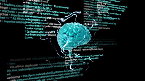 Animation-of-human-brain-and-ai-data-processing-over-black-background