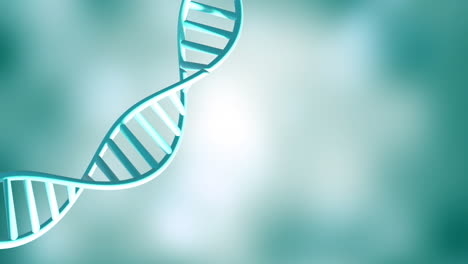 Animation-of-dna-strand-spinning-with-copy-space-over-green-background