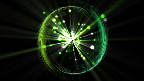 Animation-of-green-light-trails-and-spots-on-black-background