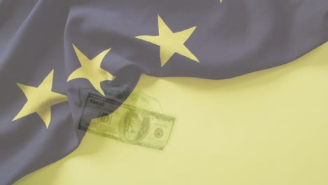 Animation-Der-Flagge-Von-Bosna-Und-Herzegowina-über-Amerikanischen-Dollarnoten