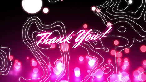 Animation-of-thank-you-text-over-white-lines-and-light-spots-on-black-background