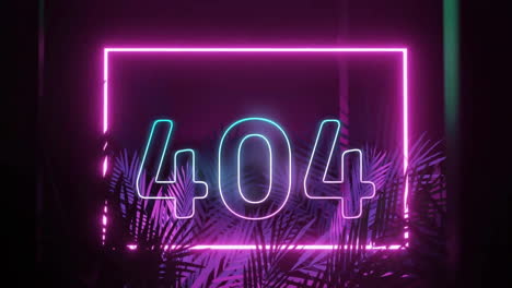 Animation-Der-Zahl-404-über-Neonformen-Und-Pflanzen