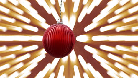Animation-of-christmas-bauble-over-repetitive-light-trails