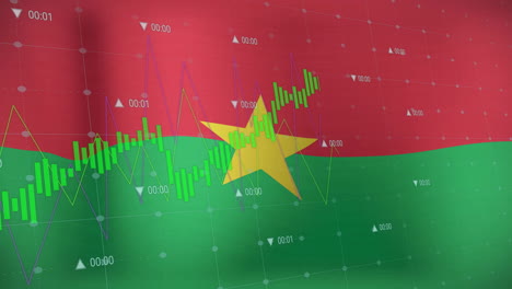 Animation-Von-Grafiken-Und-Datenverarbeitung-über-Der-Flagge-Von-Burkina-Faso