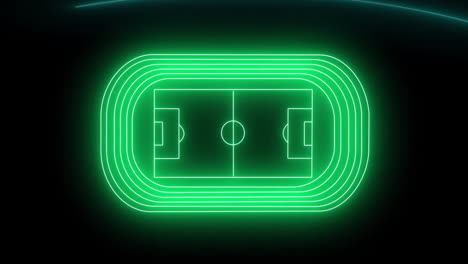 Animation-of-neon-glowing-football-pitch-on-black-background