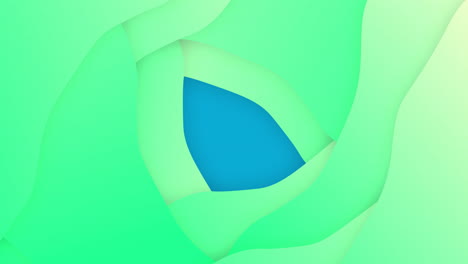 Animación-De-Una-Forma-Abstracta-Azul-Transformándose-Moviéndose-Sobre-Un-Fondo-Verde-En-Capas
