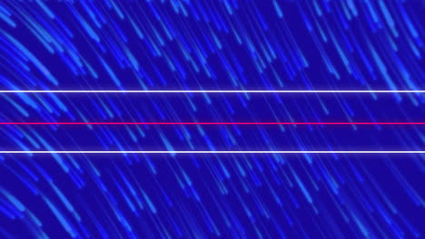 Animation-of-neon-lines-and-light-trails-pattern-on-blue-background