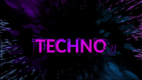 Animation-of-pink-techno-text-and-light-trails-on-black-background