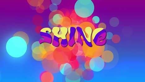 Animation-of-shine-text-over-glowing-lights-over-blue-to-purple-background