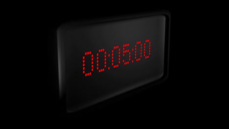 Animation-of-red-digital-timer-changing-on-black-background