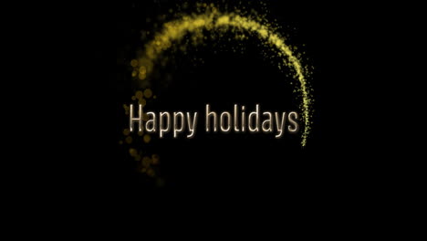 Animation-of-happy-holidays-text-over-glowing-light-trails-on-black-background