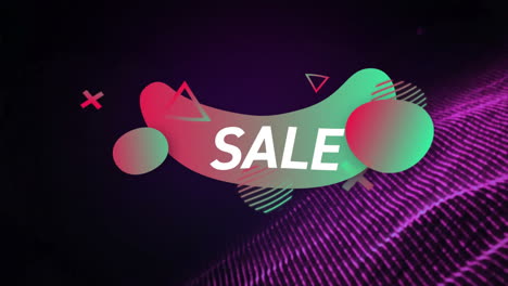 Animation-of-sale-text-and-shapes-on-black-background