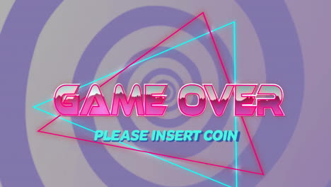 Animation-of-game-over-text-over-neon-triangles-and-pattern-background