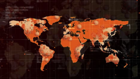 Animación-Del-Mapa-Mundial-Y-Red-De-Conexiones-Sobre-Fondo-Negro