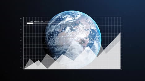 Animation-Der-Finanzdatenverarbeitung-über-Den-Globus-Auf-Schwarzem-Hintergrund