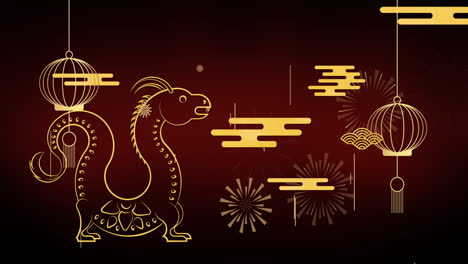 Animation-Von-Drachen-Und-Chinesischem-Muster
