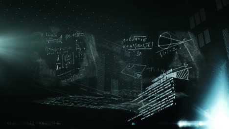 Animation-Von-Diagrammen,-Ladebalken-Und-Computersprache-Vor-Abstraktem-Hintergrund
