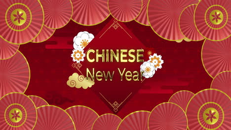 Animation-of-chinese-new-year-text-over-chinese-pattern-on-red-background