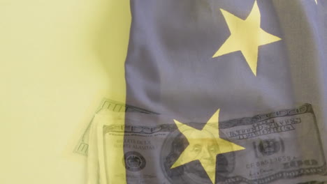 Animation-of-flag-of-bosna-and-hercegovina-over-american-dollar-bills