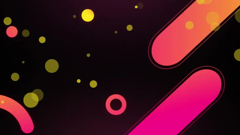 Animation-of-yellow-and-pink-colourful-shapes-on-black-background