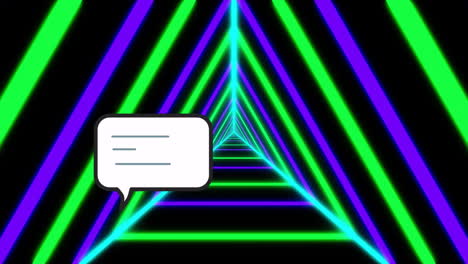 Animation-of-message-box-and-looping-triangular-tunnel-against-abstract-background