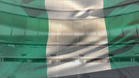 Animation-Der-Wehenden-Flagge-Nigerias-über-Dem-Stadion