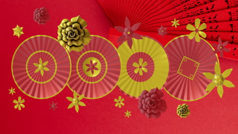 Animation-Eines-Chinesischen-Musters-Mit-Kopierraum-Auf-Rotem-Hintergrund