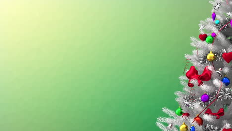 Animation-of-christmas-tree-on-green-background-with-copy-space