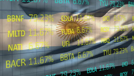 Animation-Der-Verarbeitung-Finanzieller-Daten-über-Der-Flagge-Argentiniens
