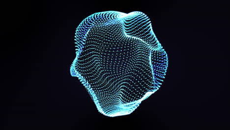 Animation-of-glowing-blue-mesh-of-connections-spinning-over-black-background