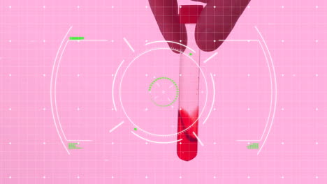 Animation-Eines-Reagenzglases-Mit-Blut,-Endoskop-Und-Wissenschaftlicher-Datenverarbeitung