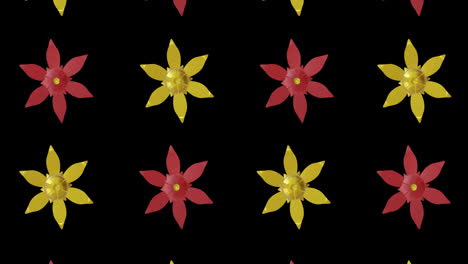 Animación-Del-Patrón-Floral-Chino-Rojo-Y-Dorado-Sobre-Fondo-Negro
