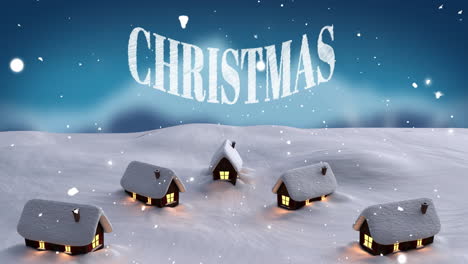Animation-of-christmas-text-and-snow-falling-over-winter-scenery