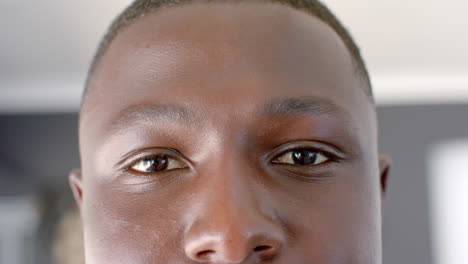 Close-up-of-a-young-African-American-man's-face-indoors