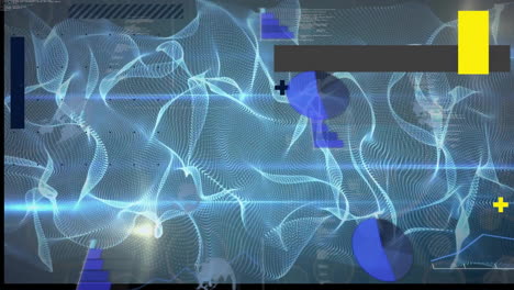 Animation-Der-Datenverarbeitung-über-Lichtspuren-Auf-Blauem-Hintergrund